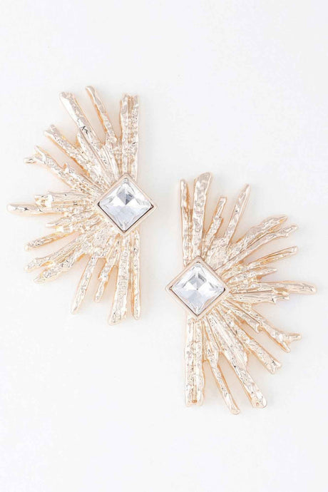 Diamond Rhinestone Flare Earrings
