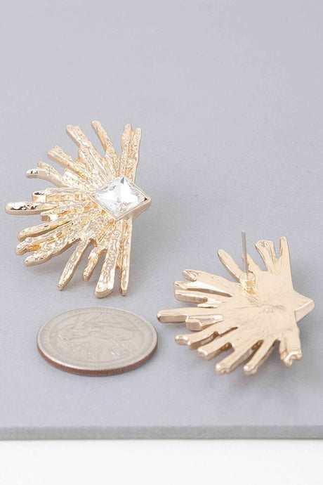 Diamond Rhinestone Flare Earrings