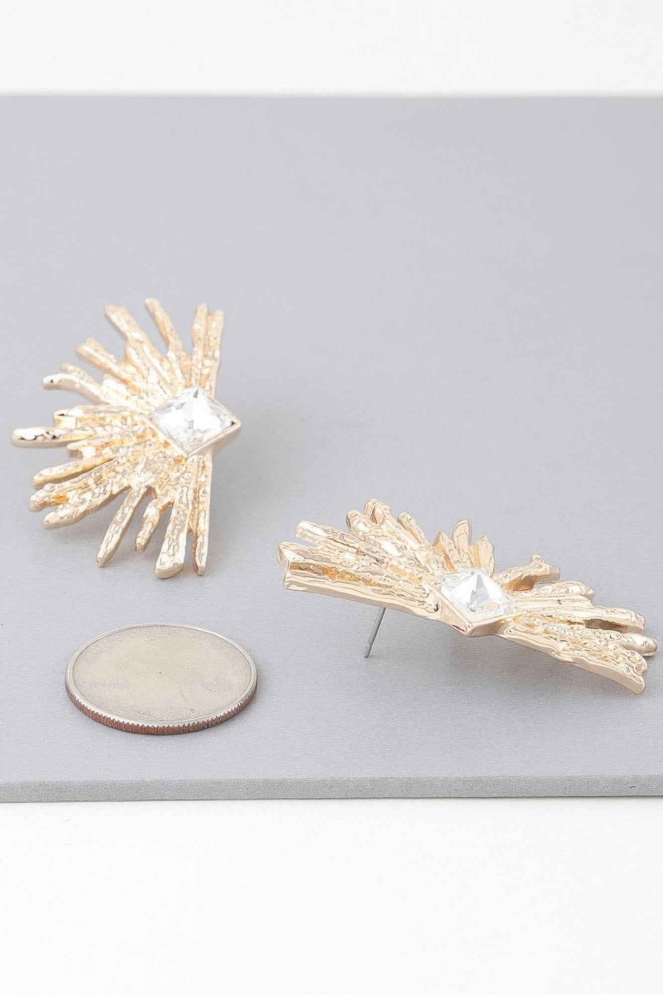 Diamond Rhinestone Flare Earrings