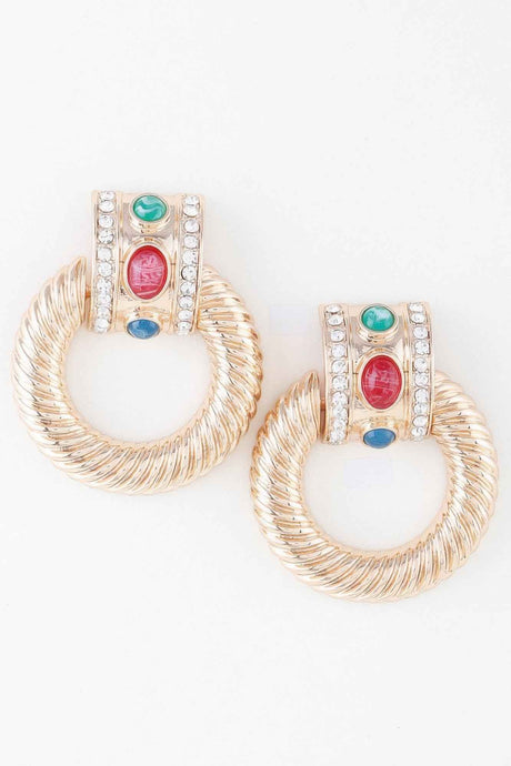 Bejeweled Twisted Hoop Drop Earrings