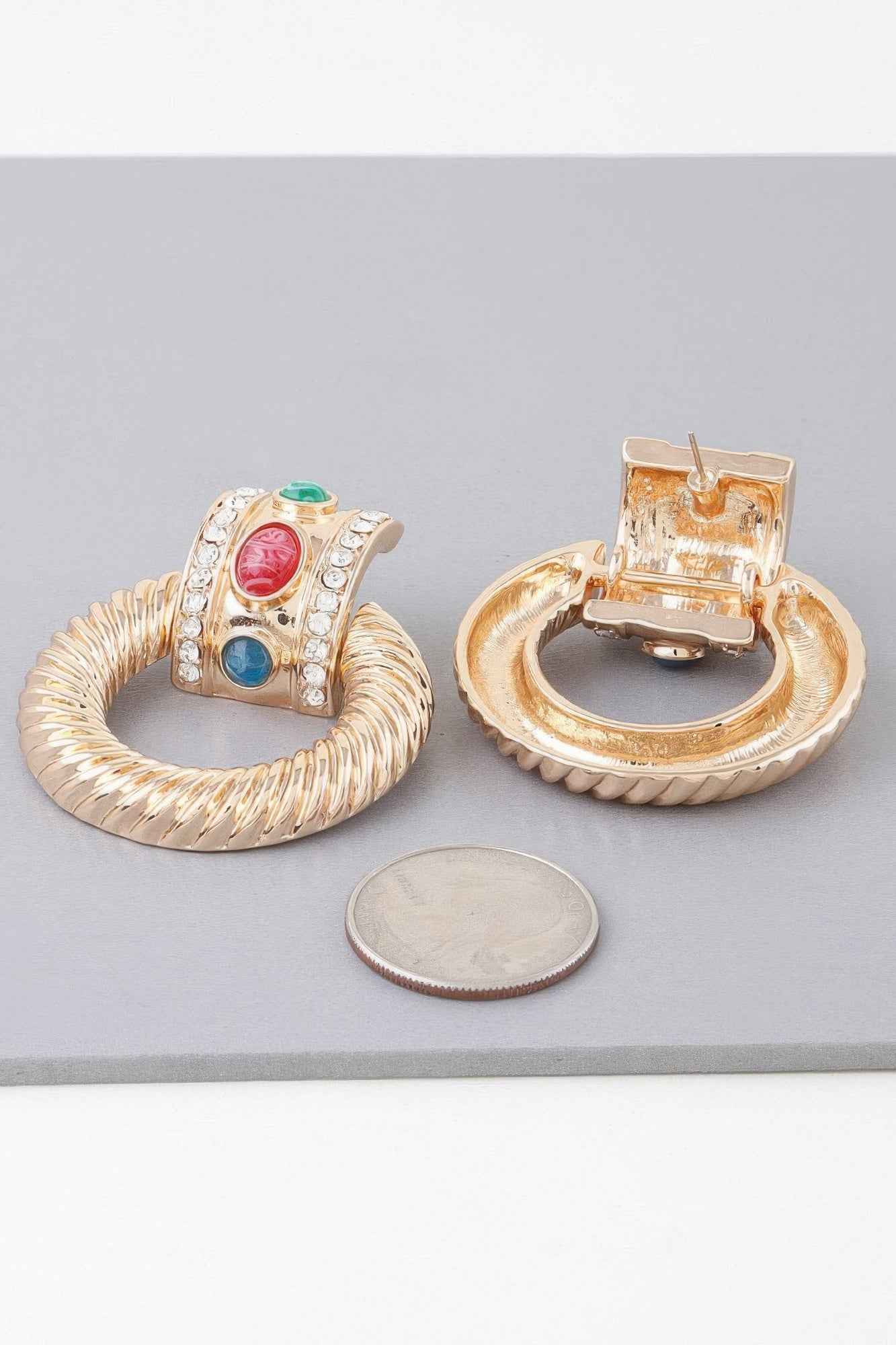 Bejeweled Twisted Hoop Drop Earrings