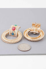 Bejeweled Twisted Hoop Drop Earrings