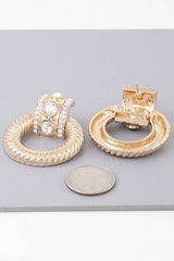 Bejeweled Twisted Hoop Drop Earrings