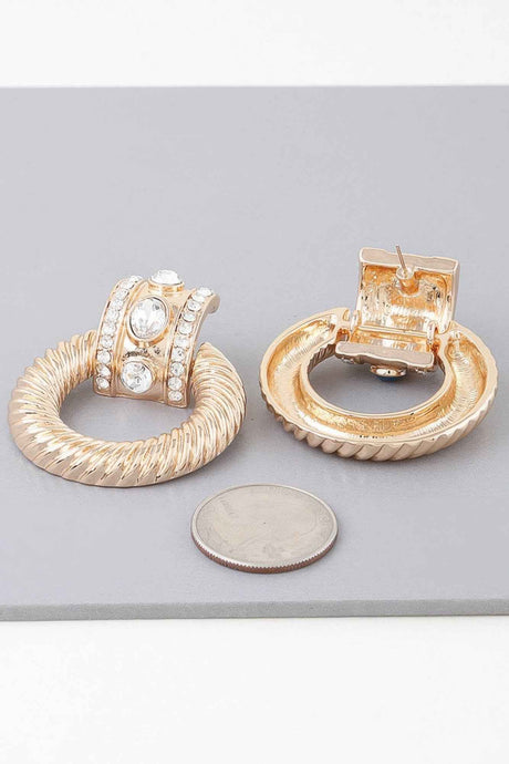 Bejeweled Twisted Hoop Drop Earrings