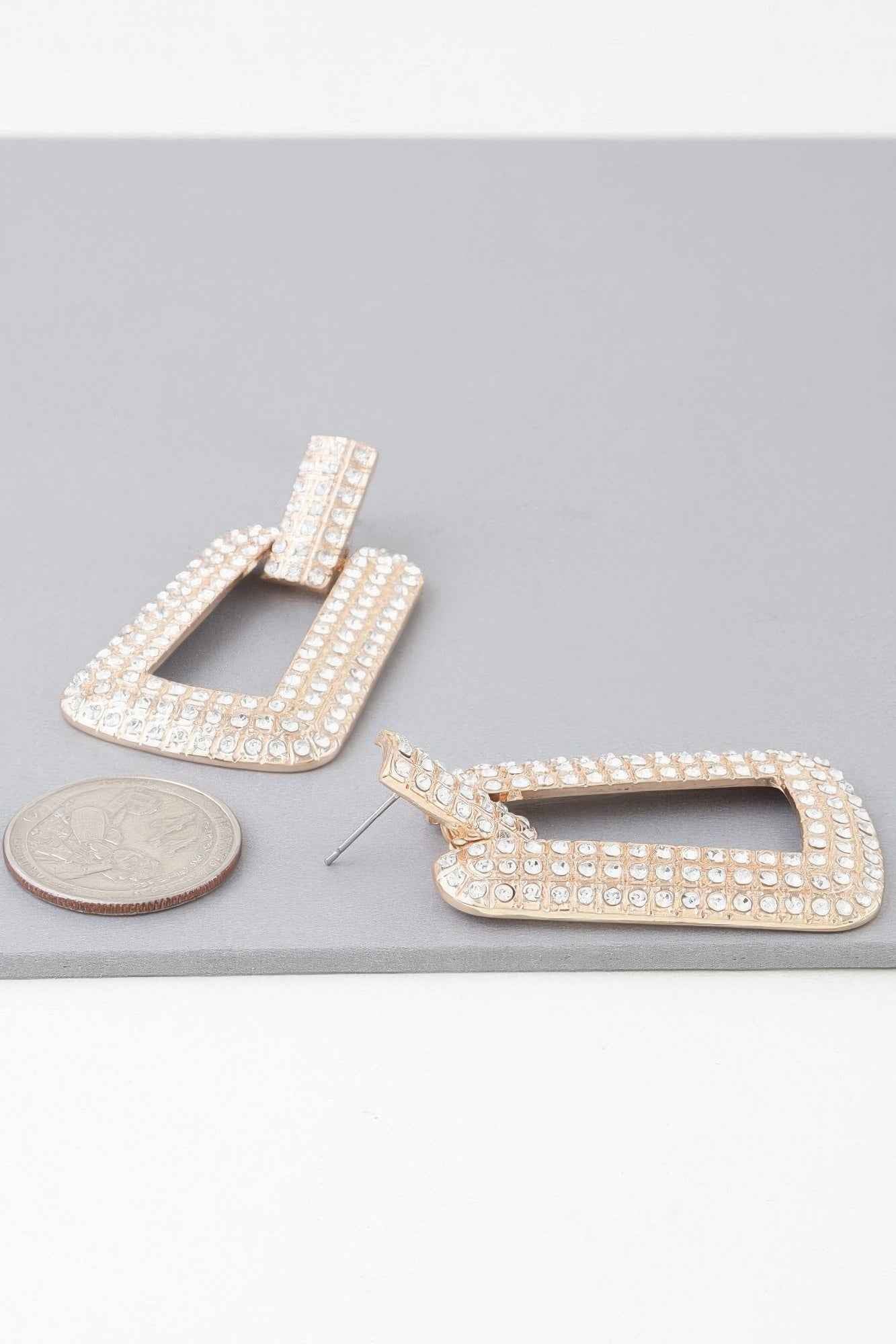 Triple Rhinestone Frame Earrings