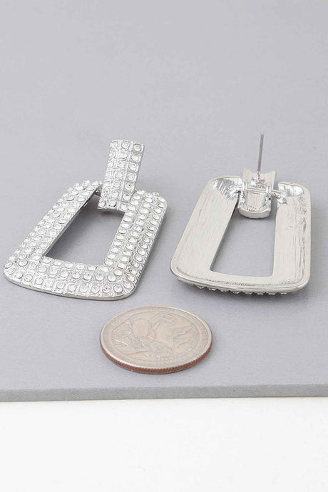 Triple Rhinestone Frame Earrings