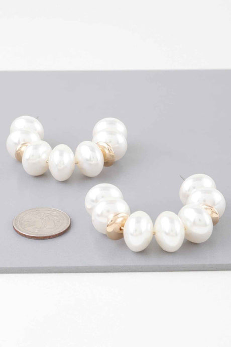 Multi Oval Pearl Hoop Earrings