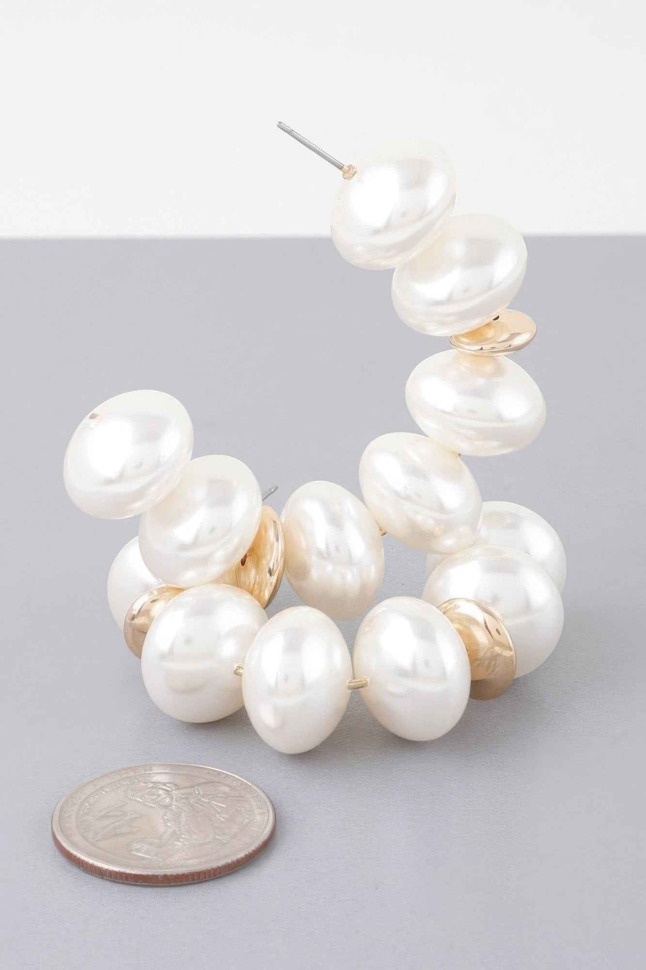 Multi Oval Pearl Hoop Earrings