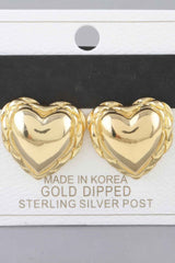 Shiny Braided Heart Stud Earrings