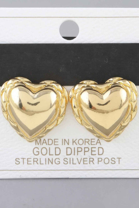 Shiny Braided Heart Stud Earrings