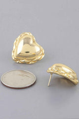 Shiny Braided Heart Stud Earrings