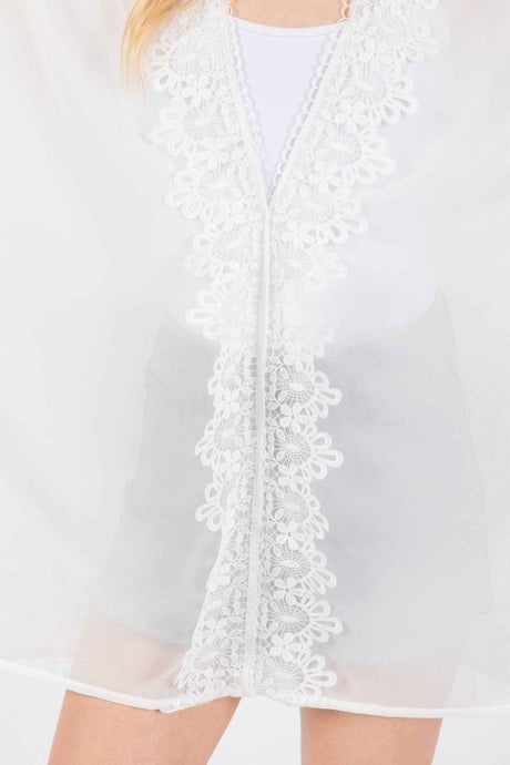 Flower Pattern Trim Detail Poncho