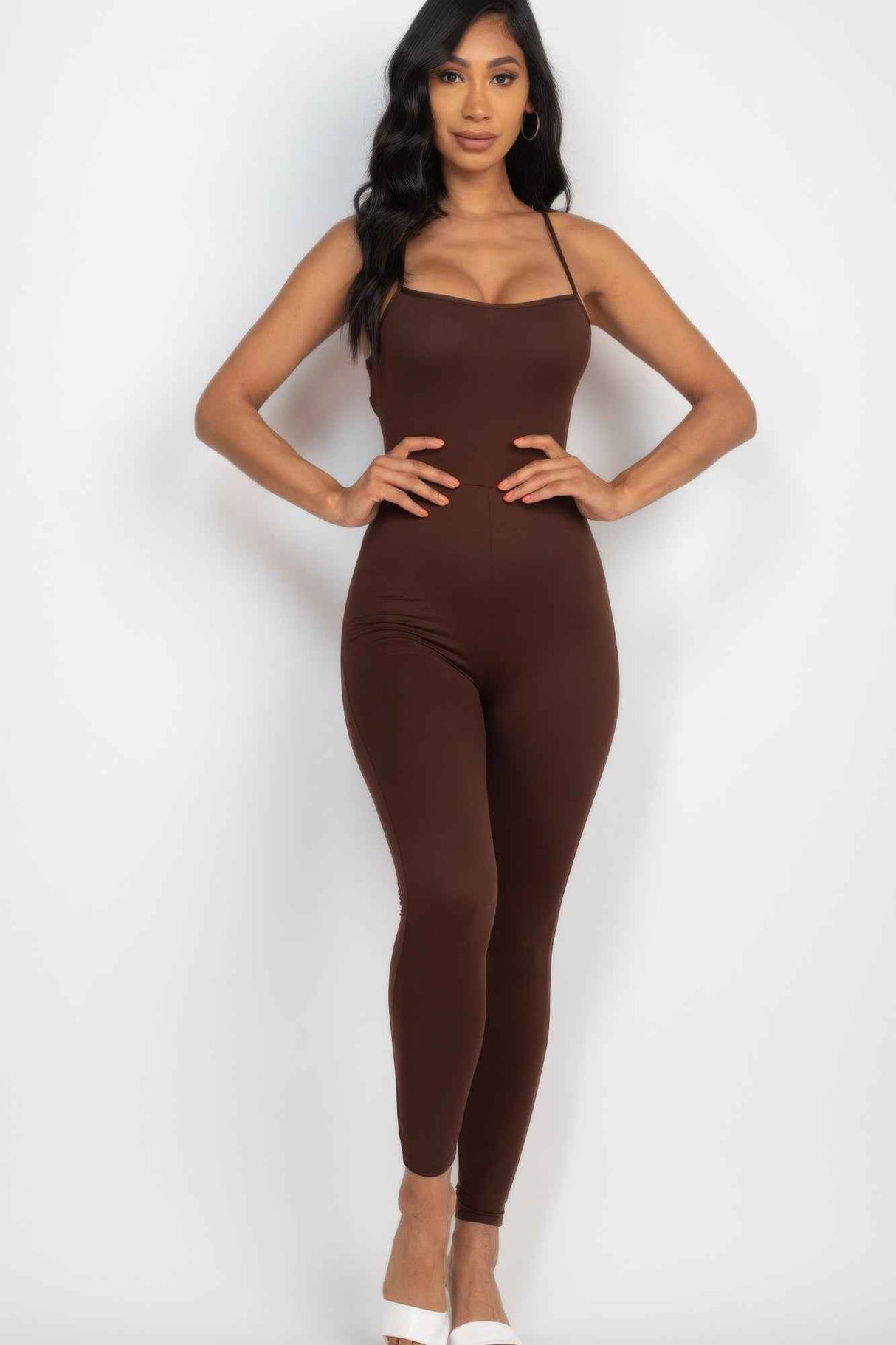 Criss-cross Open Back Bodycon Jumpsuit