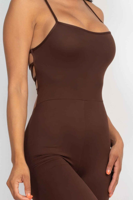 Criss-cross Open Back Bodycon Jumpsuit
