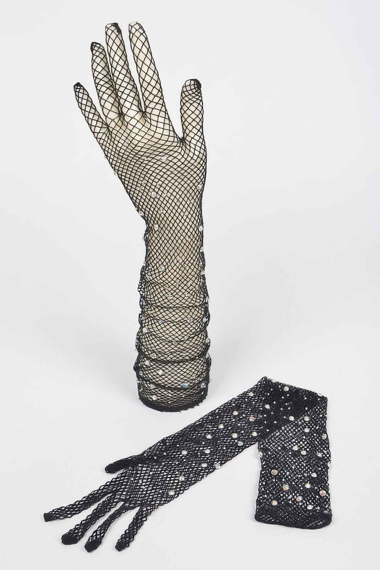 Rhinestone Mesh Long Gloves