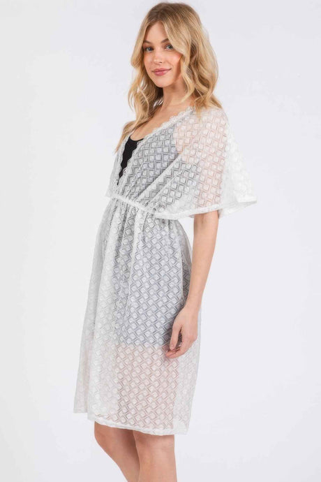 V-neck Detailed Crochet Lace Cover Up