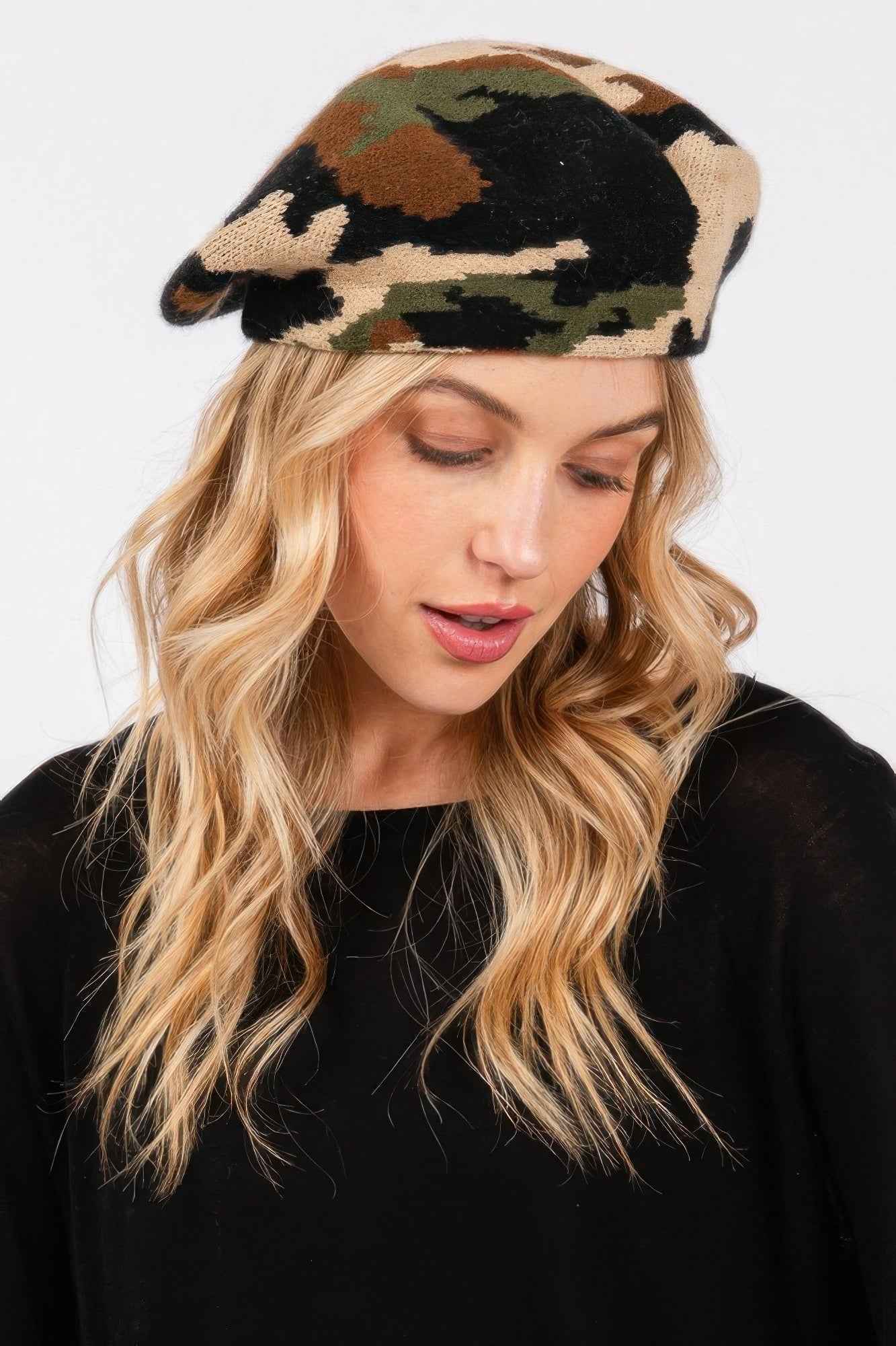 Camo Knit Beret