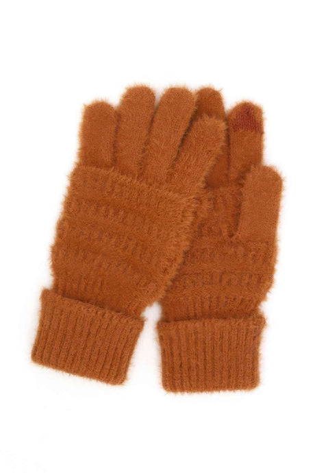 Fuzzy Cable Knit Smart Touch Gloves