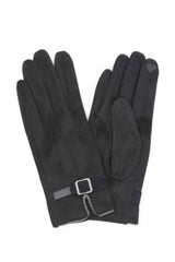 Faux Suede Band Smart Touch Gloves