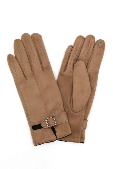 Faux Suede Band Smart Touch Gloves