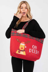 Oh Deer Letter Reindeer Christmas Tote Bag