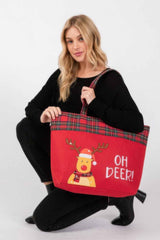 Oh Deer Letter Reindeer Christmas Tote Bag