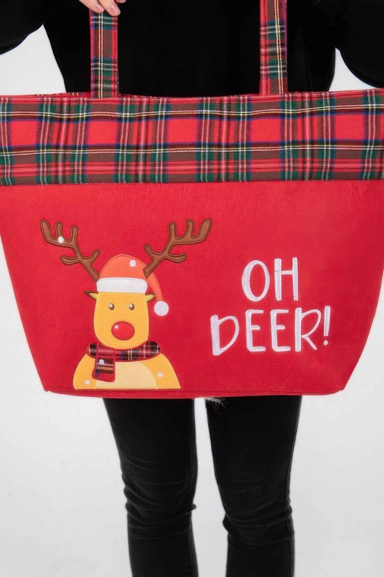 Oh Deer Letter Reindeer Christmas Tote Bag