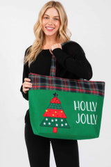 Holly Jolly Letter Christmastree Christmas Totebag