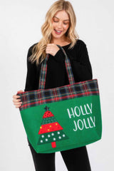 Holly Jolly Letter Christmastree Christmas Totebag