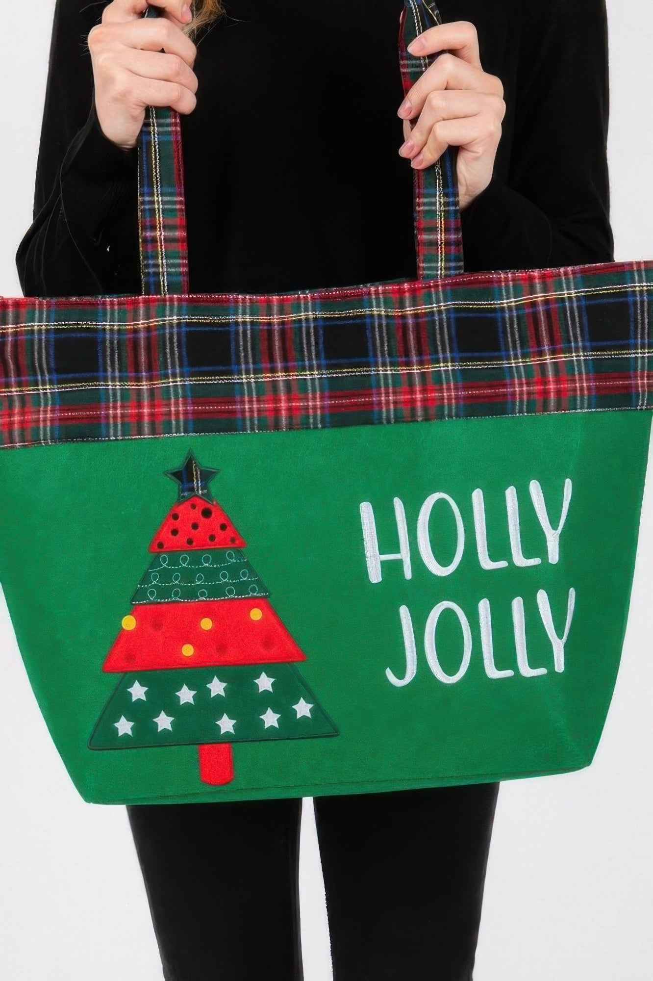 Holly Jolly Letter Christmastree Christmas Totebag