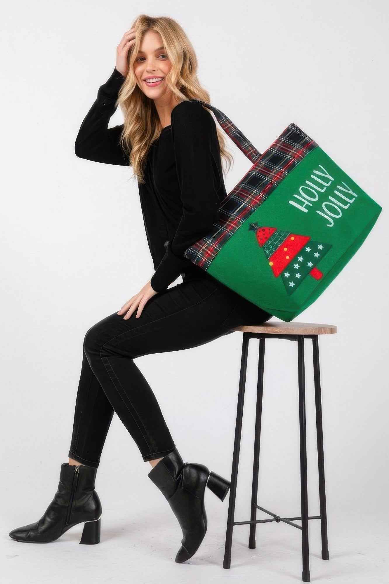 Holly Jolly Letter Christmastree Christmas Totebag
