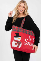 Let It Snow Letter Snowman Christmas Tote Bag