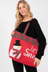 Let It Snow Letter Snowman Christmas Tote Bag