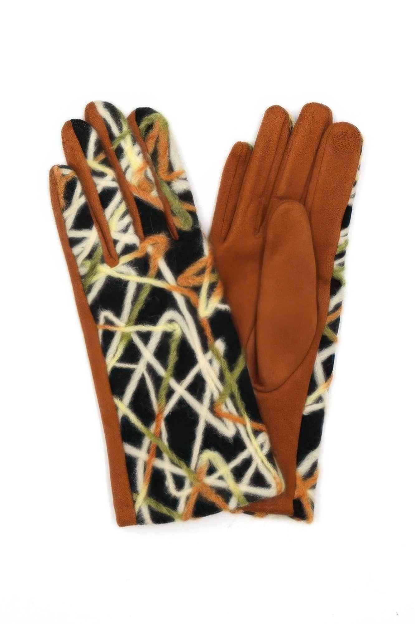 Geometric Multicolor Embroidered Smart Touchgloves