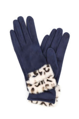 Leopard Faux Fur Cuff Smart Touch Gloves