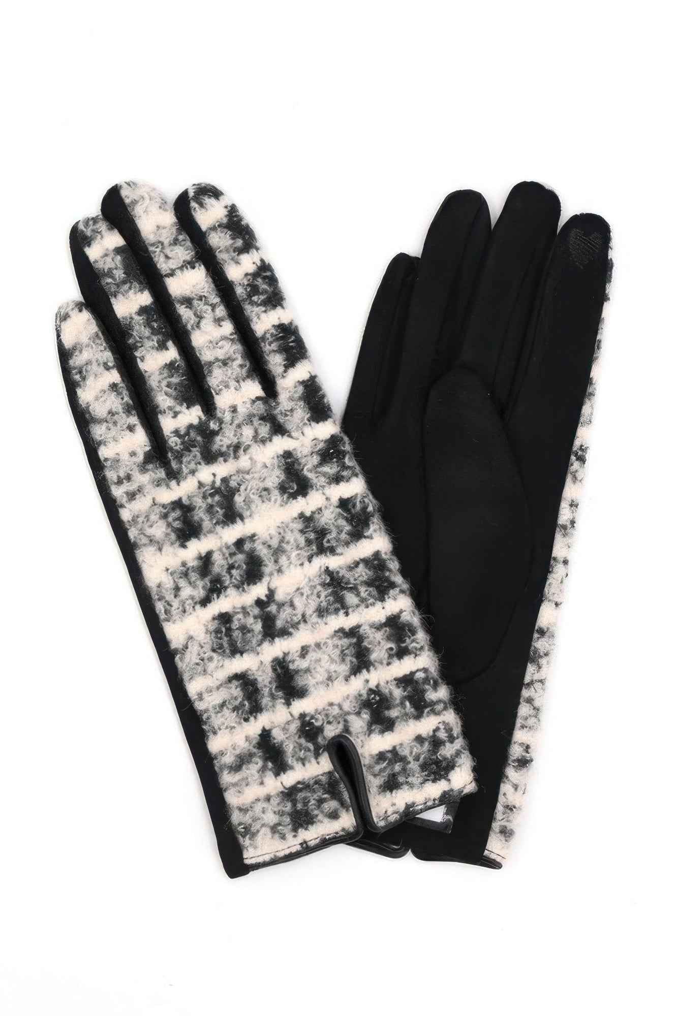 Fuzzy Check Plaid Smart Touch Gloves