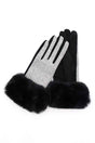 Faux Fur Cuff Mixed Color Smart Touch Gloves