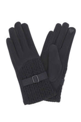 Cable And Band Detailed Smart Touch Gloves