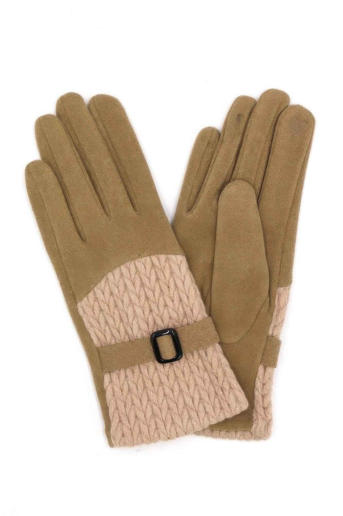 Cable And Band Detailed Smart Touch Gloves