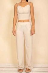 Spaghetti Strap Bralette Top & Wide Leg Pants Set