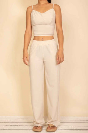 Spaghetti Strap Bralette Top & Wide Leg Pants Set