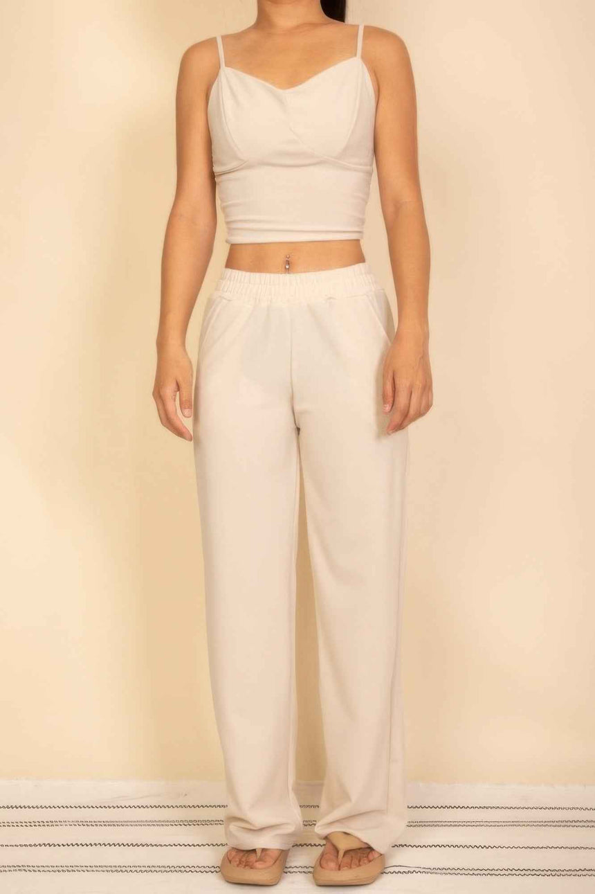 Spaghetti Strap Bralette Top & Wide Leg Pants Set