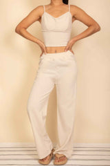 Spaghetti Strap Bralette Top & Wide Leg Pants Set