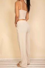 Spaghetti Strap Bralette Top & Wide Leg Pants Set