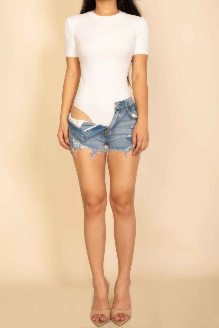 Basic Short Sleeve Crew Neck Bodysuit