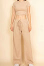 2-piece Crop Tee & Wide Leg Lounge Pants Set