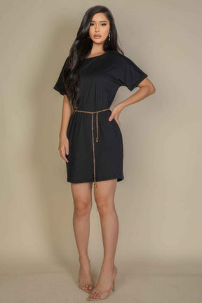 Side Pocket Double Folded Mini Dress