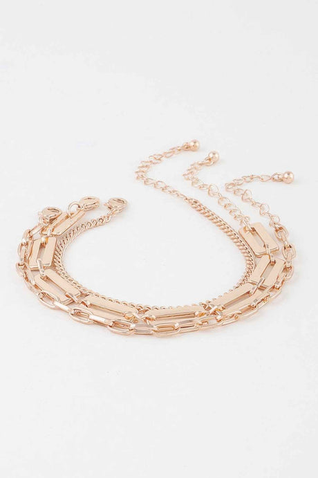 Triple Plate Curb Link Chain Bracelet