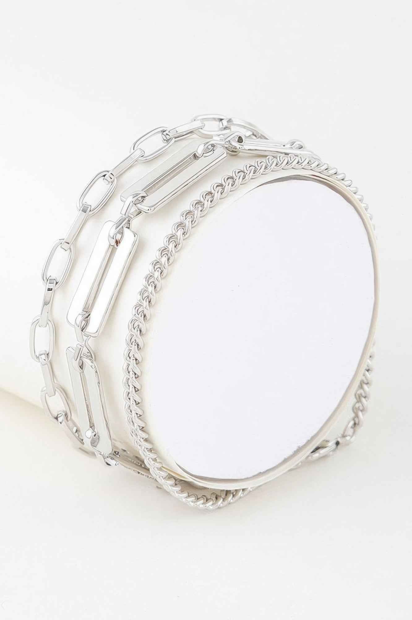 Triple Plate Curb Link Chain Bracelet