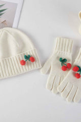 Cute Cherry Beanie & Gloves Set